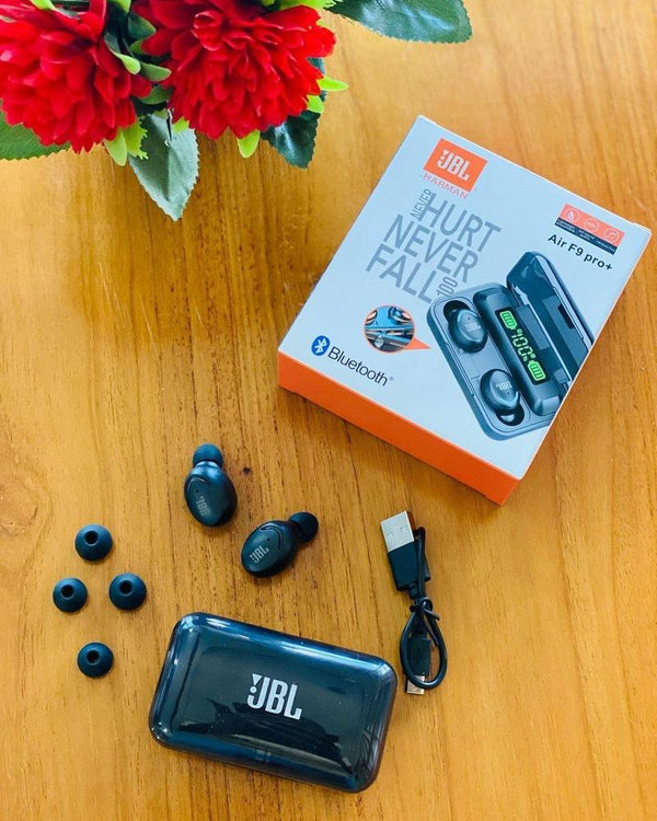 JBL Air F9 Pro+ TWS Earbuds, Black , bluetooth handsfree, tws earbuds pakistan