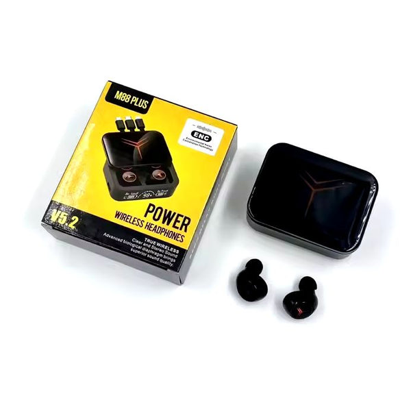 M88 Plus TWS Wireless Earbuds With 3 Cables LED Display Type C Low Latency 9D Sterio HIFI Audio Bluetooth Earphones Headset with Power Bank