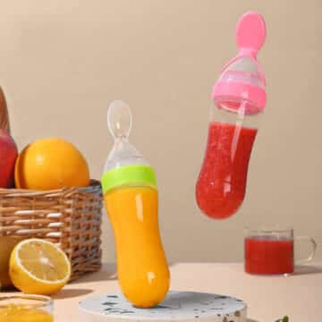 Silicone Baby Bottle With Spoon Fooder