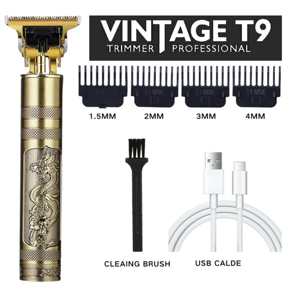 Metal Body T9 Trimmer VINTAGE T9 Dragon Style Metal Rechargeable Electric Hair Clipper Cutting Machine Professional Hair Barber